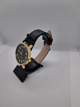 Relógio Masculino Classic Gold Black – Pulseira em Couro Sintético
