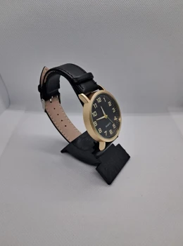 Relógio Masculino Classic Gold Black – Pulseira em Couro Sintético