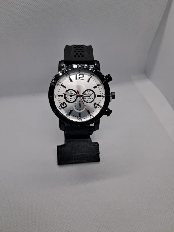 Relógio Masculino Sport Chrono Black Silver – Pulseira de Silicone