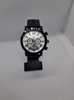 Relógio Masculino Sport Chrono Black Silver – Pulseira de Silicone