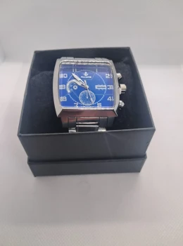 Relógio Masculino Pallivane Square Blue Steel – Pulseira em Aço