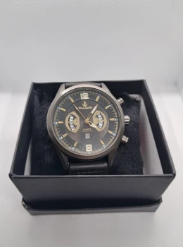 Relógio Masculino Pallivane Dual Time Black Gold – Pulseira em Couro