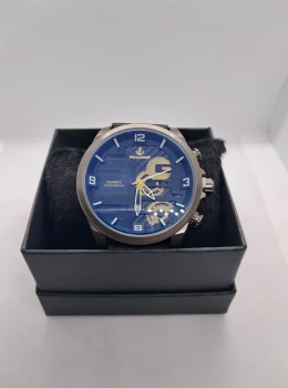 Relógio Masculino Pallivane Gear Blue Graphite – Pulseira em Couro