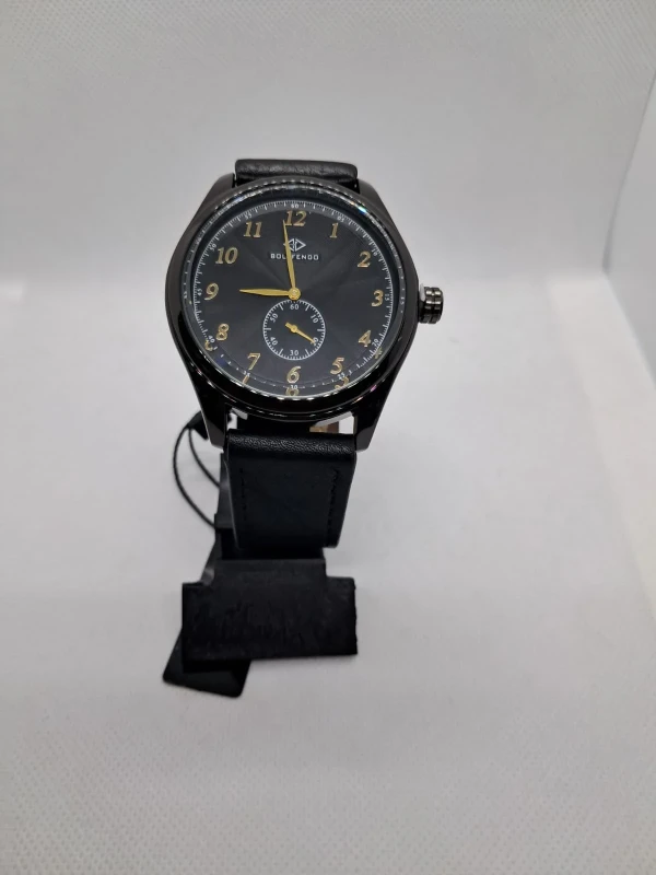 Relógio Masculino Bolfendo Preto com Pulseira de Couro