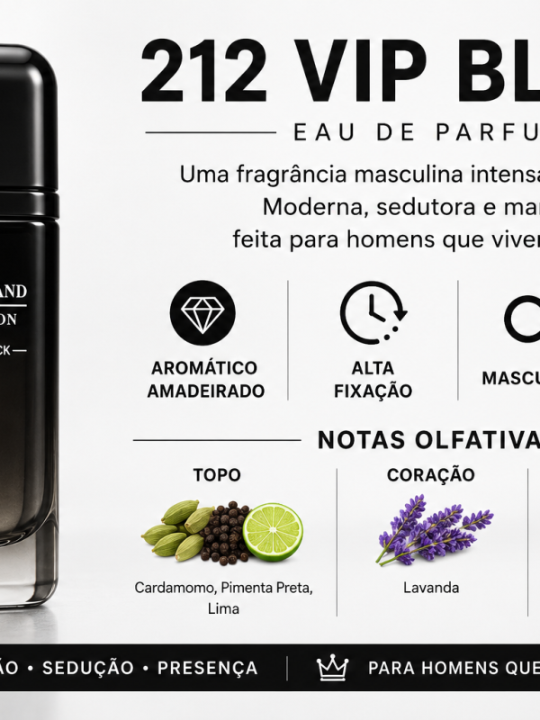 Perfume 212 VIP Black Brand Masculino Original