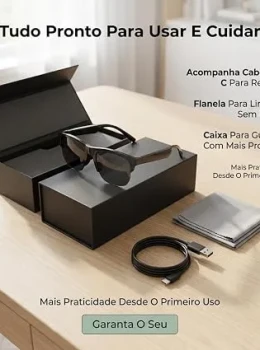Óculos De Sol Bluetooth Premium Áudio Open Ear
