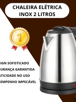 Chaleira Elétrica Inox 2L Aquecimento Rápido