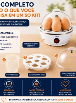 Cozedor Elétrico Portátil para Ovos e Legumes