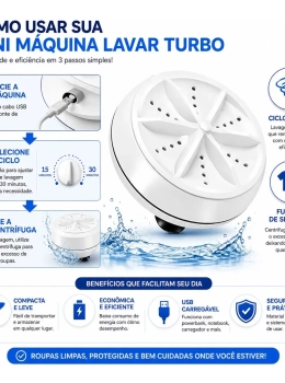 Mini Máquina Lavar Centrifugar Portátil Turbo