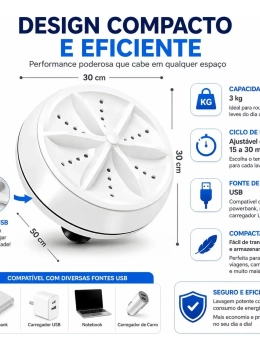 Mini Máquina Lavar Centrifugar Portátil Turbo
