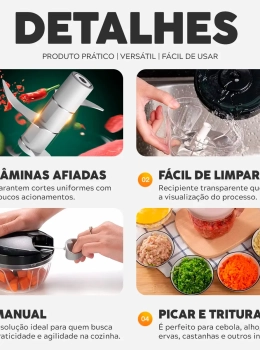 Processador Manual de Alimentos 500ml Alho