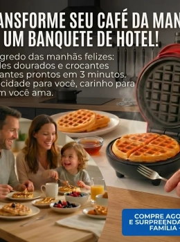 Mini Máquina Elétrica Waffle e Panqueca Portátil