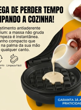 Mini Máquina Elétrica Waffle e Panqueca Portátil