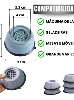 Pé Antivibração Regulável Lava Seca Geladeira 4un