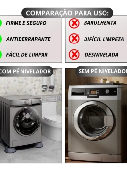Pé Antivibração Regulável Lava Seca Geladeira 4un