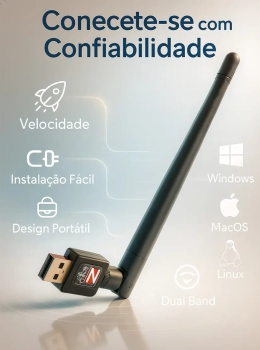 Adaptador USB Wi-Fi Dual Band 1200Mbps