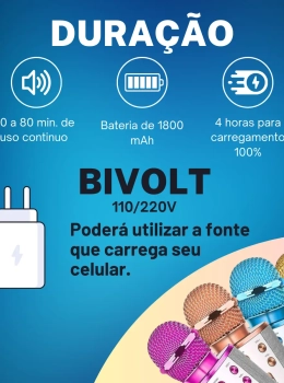 Microfone Bluetooth Infantil Sem Fio Colorido