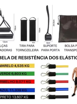 Kit 11 Elásticos Extensores para Treino