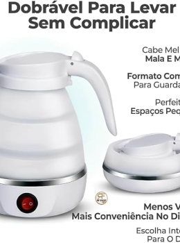 Chaleira Elétrica Dobrável Portátil 110V Silicone