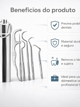 Kit Profissional Limpeza Dental 7 Ferramentas Inox