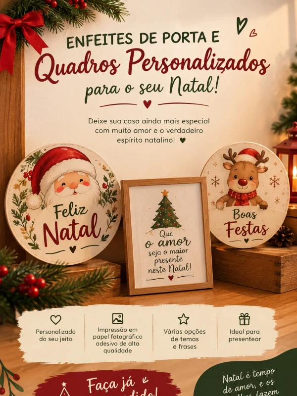 Quadros Natalinos Decorativos Circular e Retangular