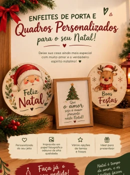 Quadros Natalinos Decorativos Circular e Retangular