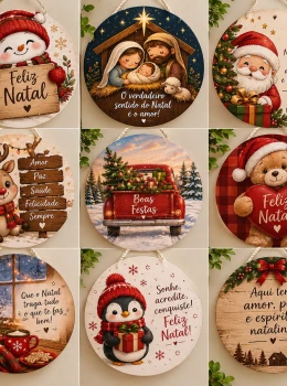 Quadros Natalinos Decorativos Circular e Retangular