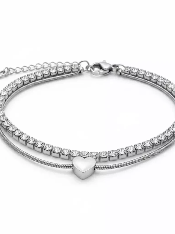 Pulseira Dupla Riviera - Aço Inox