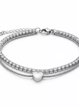 Pulseira Dupla Riviera - Aço Inox