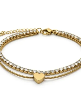 Pulseira Dupla Riviera - Aço Inox