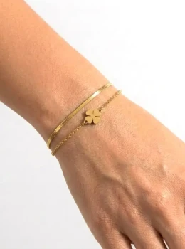 Pulseira Dupla Trevo - Aço Inox