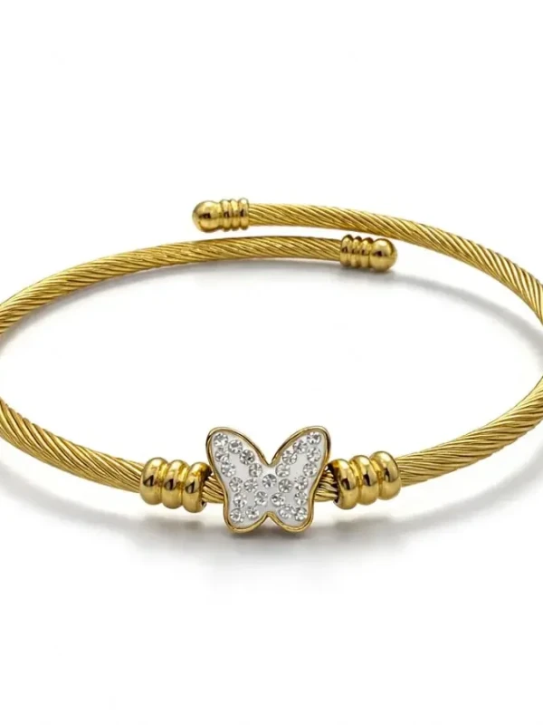 Bracelete Borboleta Cravejado Ajustável