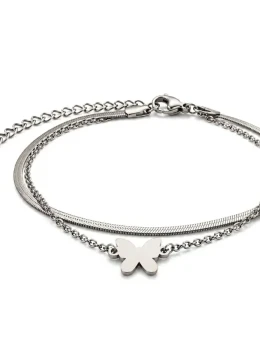Pulseira Dupla Borboleta - Aço Inox