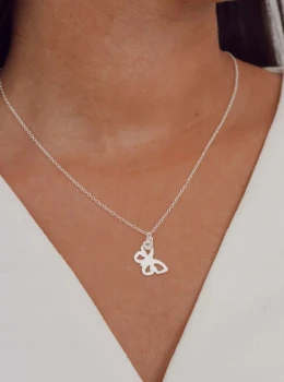 Colar borboleta bella zirconia coração