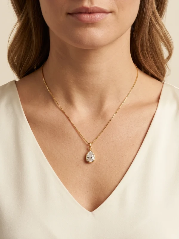 Colar ponto de luz gota - Ouro