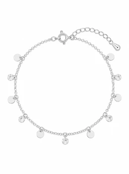 Pulseira medalinhas zircônias- Prata