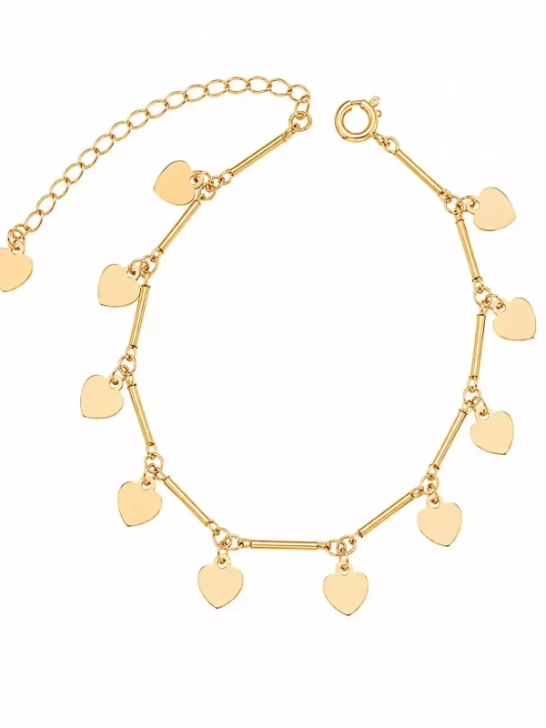 Pulseira palitinhos corações - Ouro