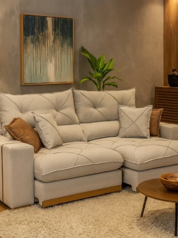 SOFÁ GRAN BELLO PLUS 2.50 RETRÁTIL E RECLINÁVEL – MOLAS ENSACADAS E 04 ALMOFADAS