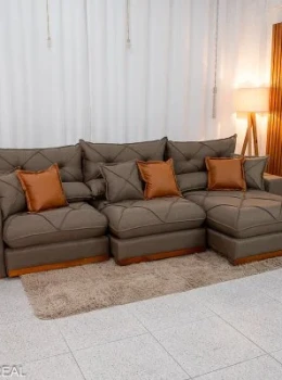 SOFÁ GRAN BELLO PLUS 320 RETRÁTIL E RECLINÁVEL – MOLAS ENSACADAS E 06 ALMOFADAS