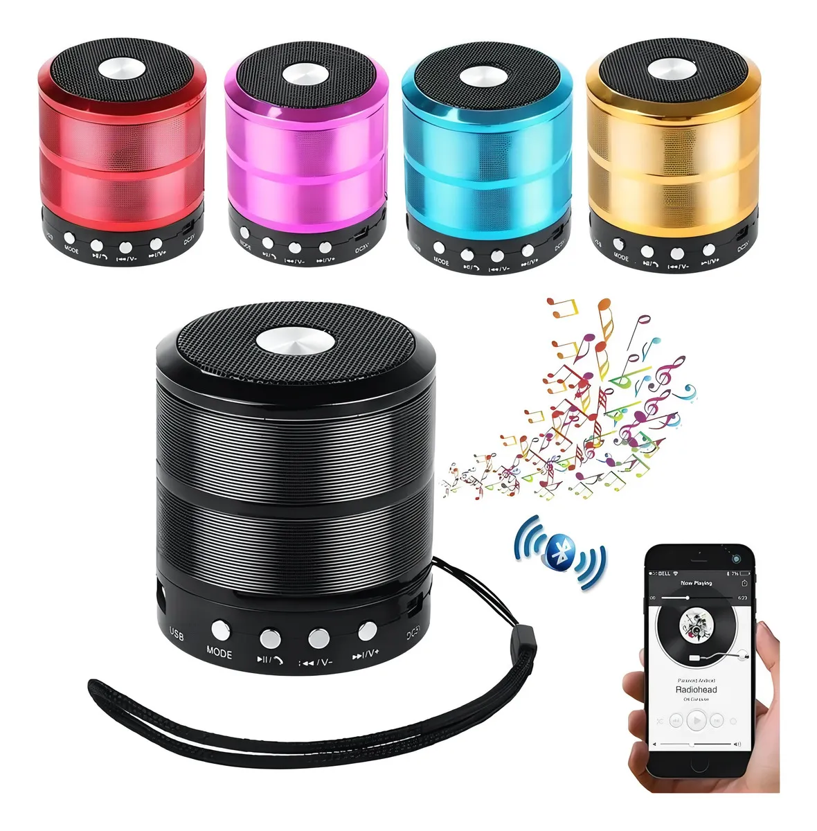 Caixa de Som Bluetooth Minispeaker WS-887 Preto Portátil 5W