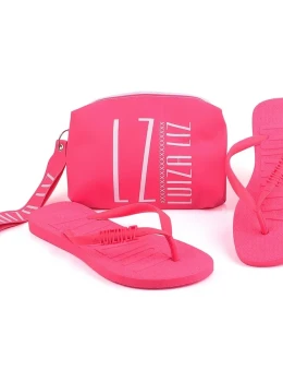 Kit chinelo Luiza Liz e necessaire bolsa de mão pequena kit dia a dia blogueira