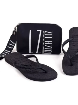 Kit chinelo Luiza Liz e necessaire bolsa de mão pequena kit dia a dia blogueira