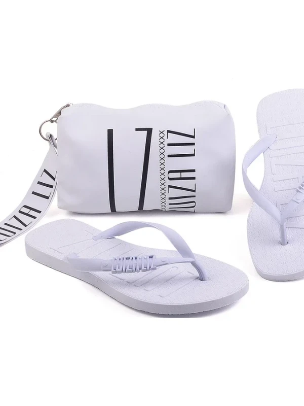 Kit chinelo Luiza Liz e necessaire bolsa de mão pequena kit dia a dia blogueira
