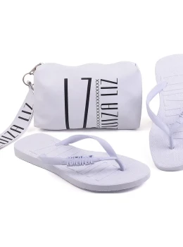Kit chinelo Luiza Liz e necessaire bolsa de mão pequena kit dia a dia blogueira