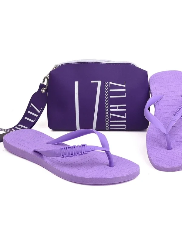 Kit chinelo Luiza Liz e necessaire bolsa de mão pequena kit dia a dia blogueira
