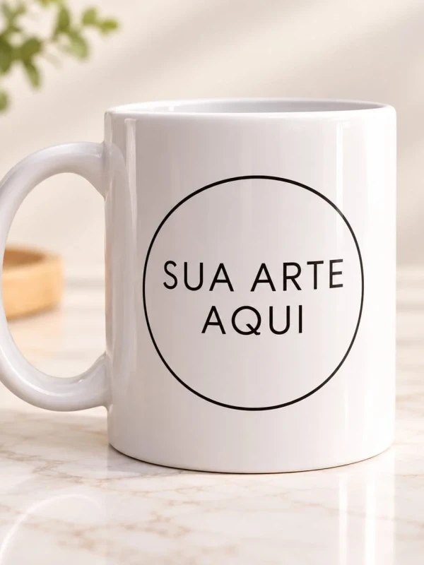 Caneca Branca Personalizada — Sua Arte Aqui