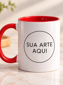 Caneca Branca com Alça e Interior Vermelhos Personalizada
