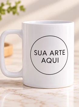 Caneca de Polímero Branca Personalizada — Crie Sua Arte