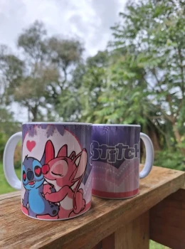 Caneca Personalizada Stitch e Angel – Lilo & Stitch