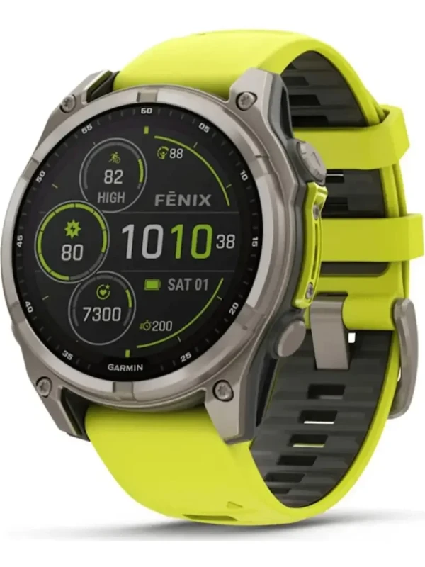 Relógio Garmin Fênix 8 Sapphire Solar Titânio 47mm Yellow